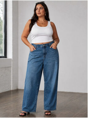 Lucky Brand baggy Jeans loose wide leg comfy trendy curvy sz 16 sz 33 NWT